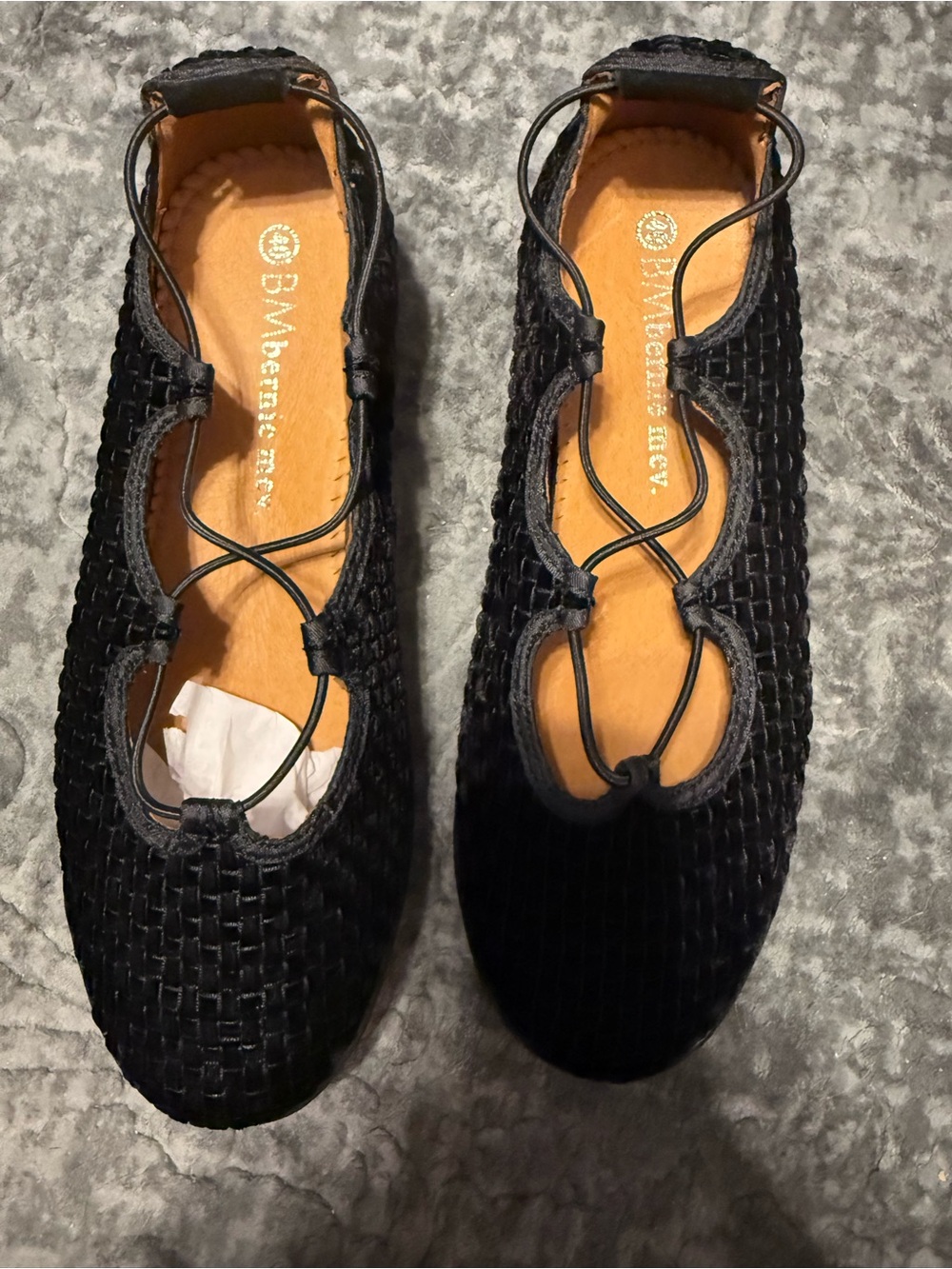 BERNIE MEV Women's Rigged Connect Woven Lace-Up Ballet Flats - Black